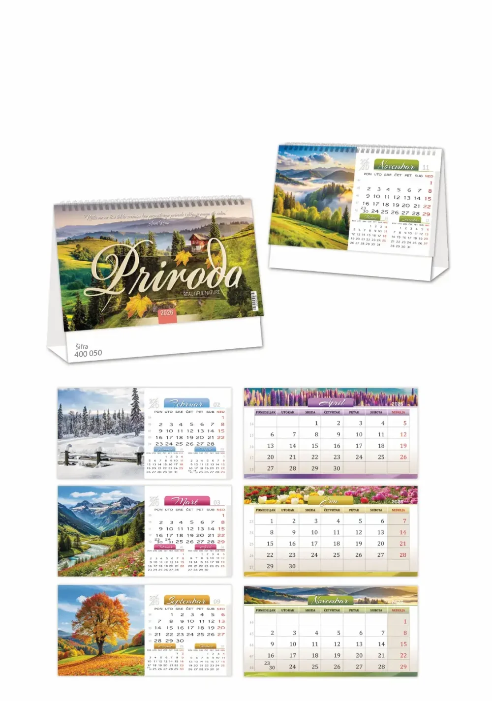400 050 STONI POSLOVNI KALENDAR PRIRODA 23X16